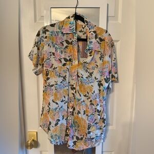 Novella Royale Orange Yellow Casual Button Down Shirt